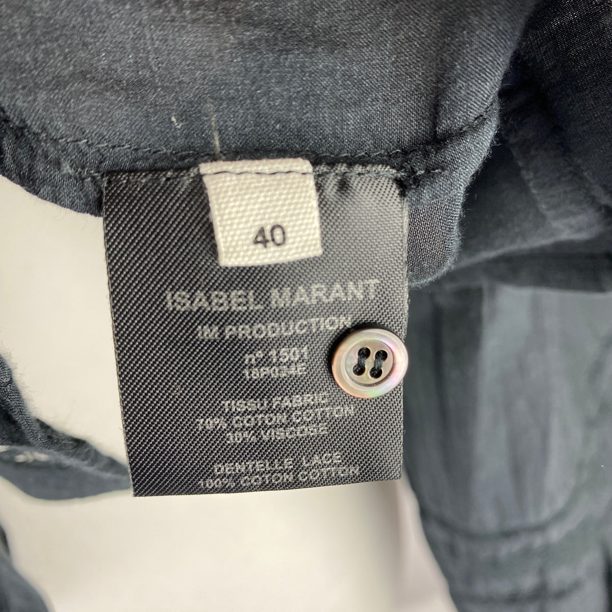 Isabel Marant Etoile Black Piecrust Embroidered Blouse M-L