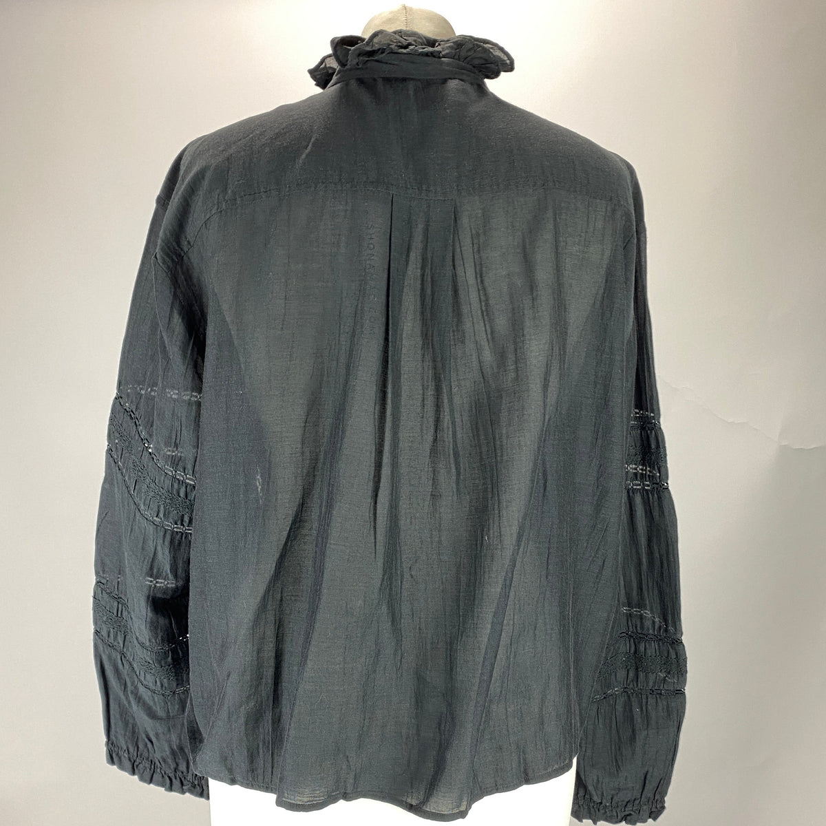 Isabel Marant Etoile Black Piecrust Embroidered Blouse M-L
