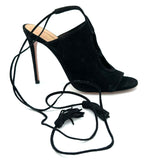 Aquazurra Brand New Black Suede Mar Sandal Heels 37.5