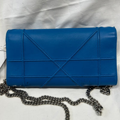 Dior Bright Blue Leather Diorama Wallet of a Chain Bag