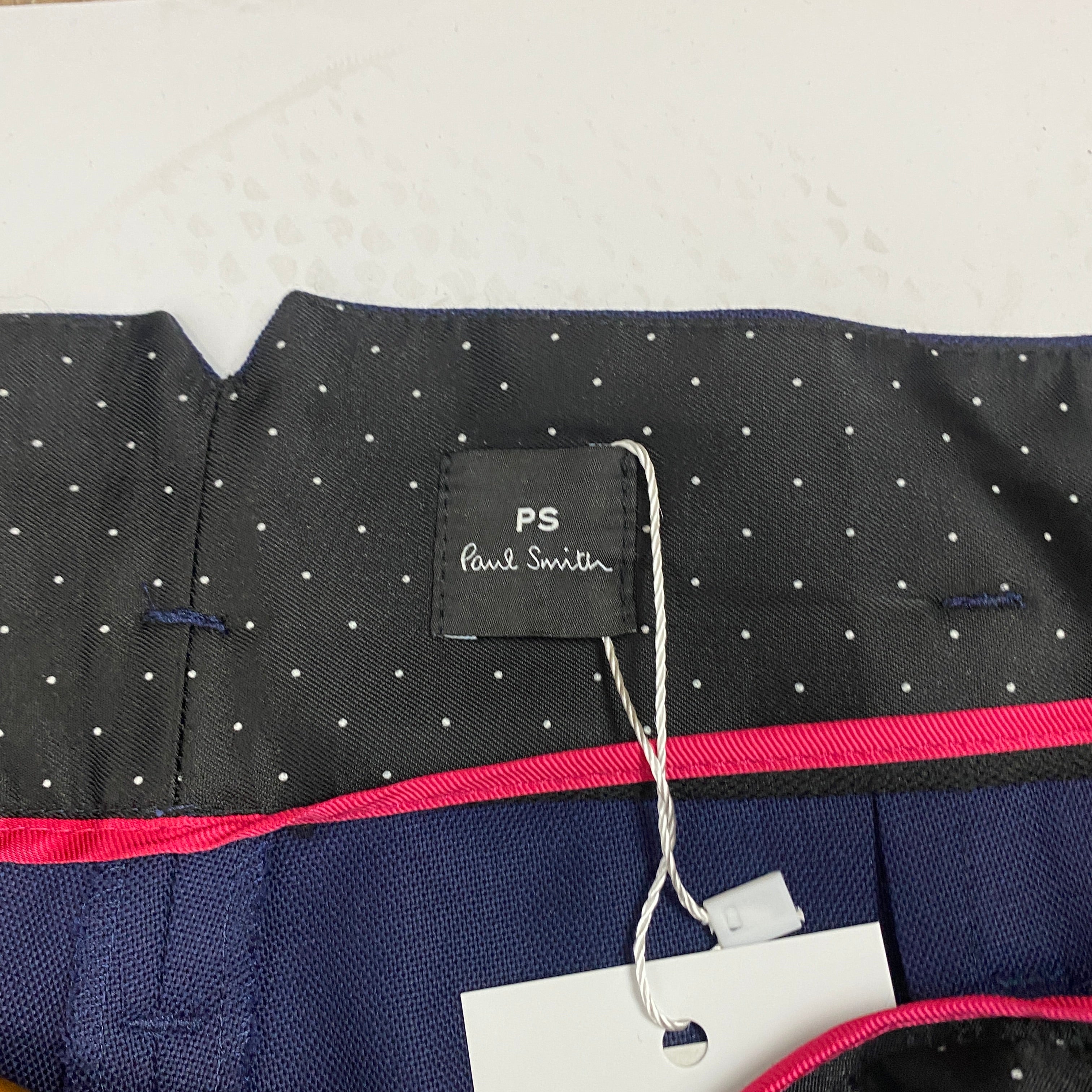 Paul Smith Navy Wool Straight Leg Trousers S