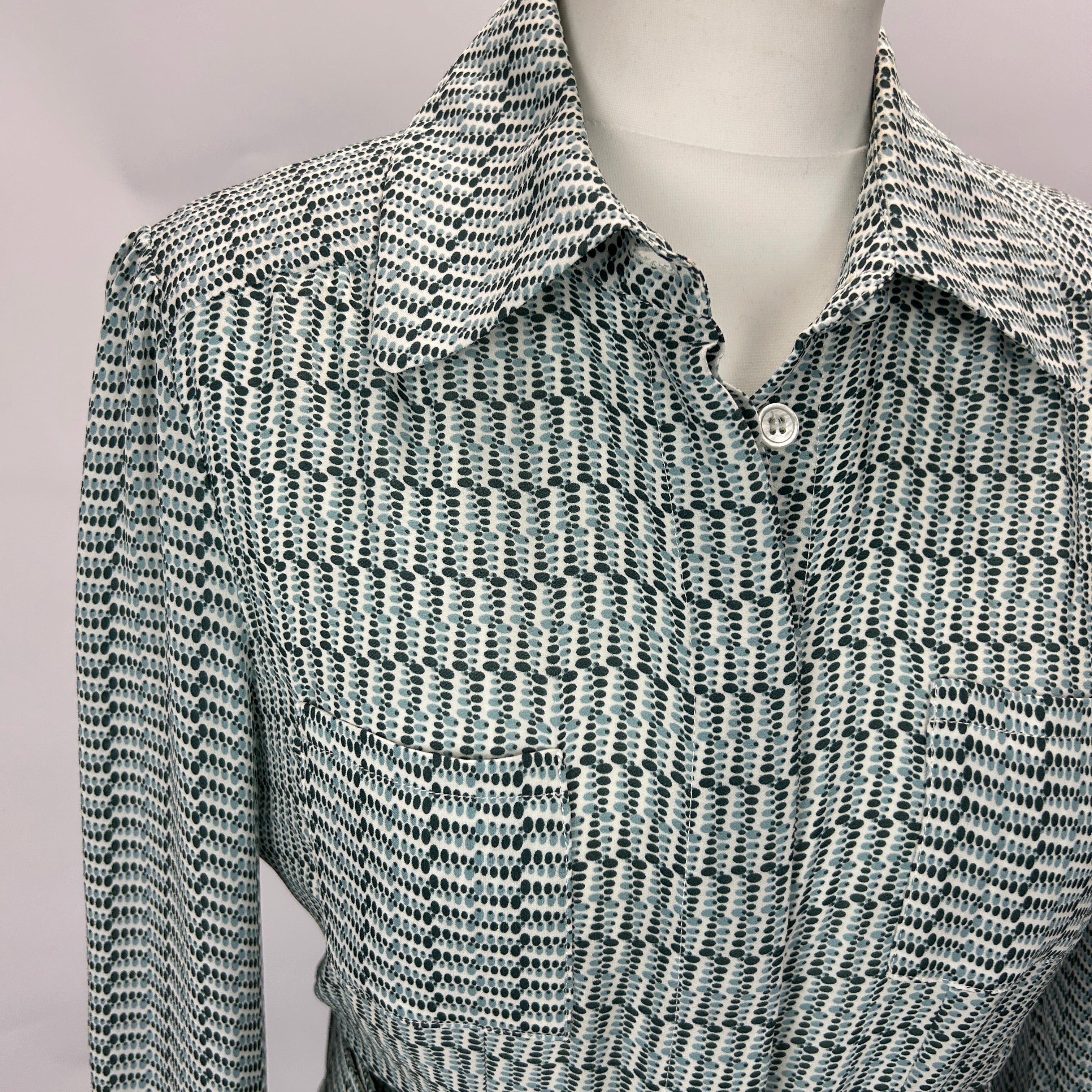 Jane Atelier New £790 Nerissa Microdot Print Silk Midi Dress M