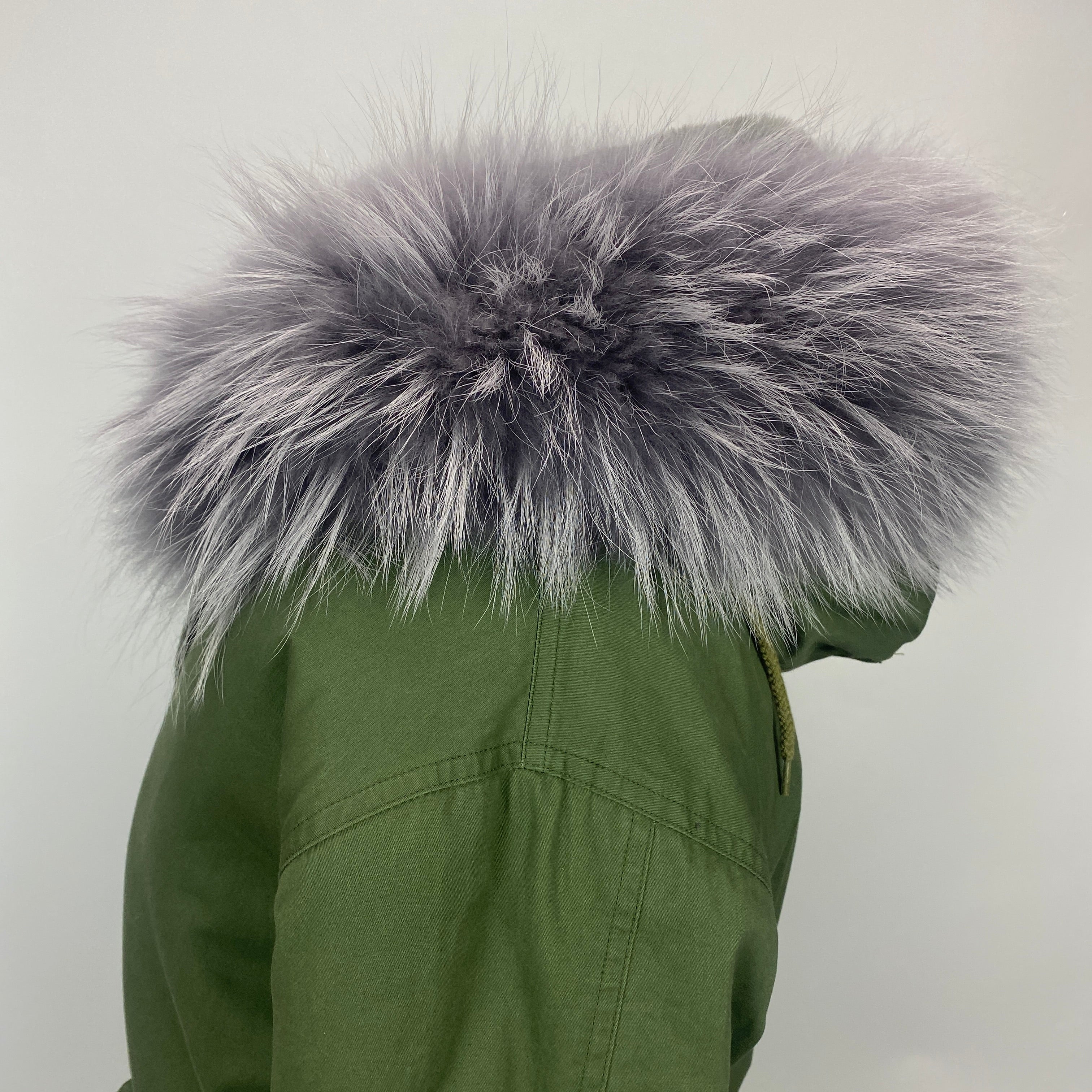 Popski Khaki Short Fur-Lined Parka XS/S