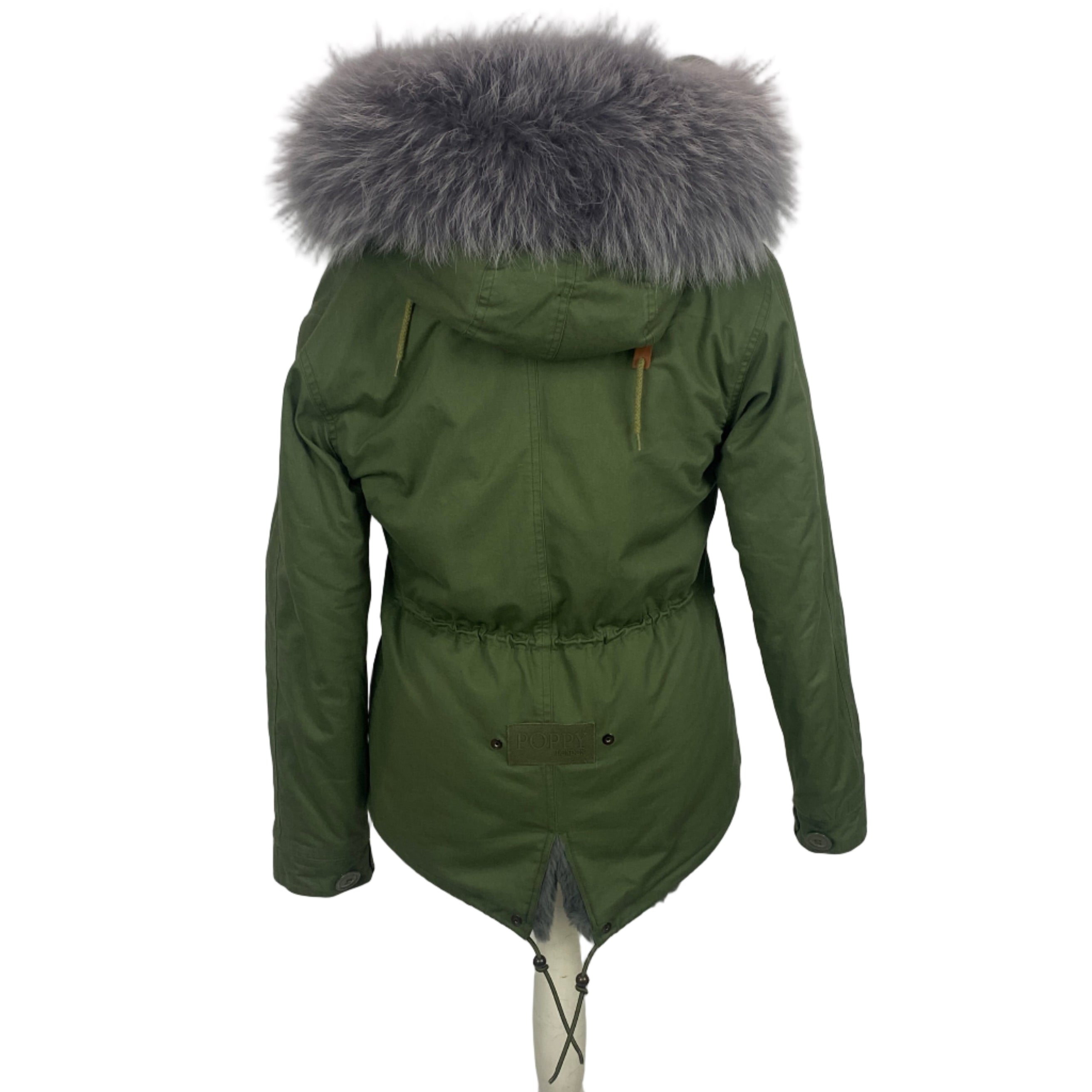 Popski Khaki Short Fur-Lined Parka XS/S