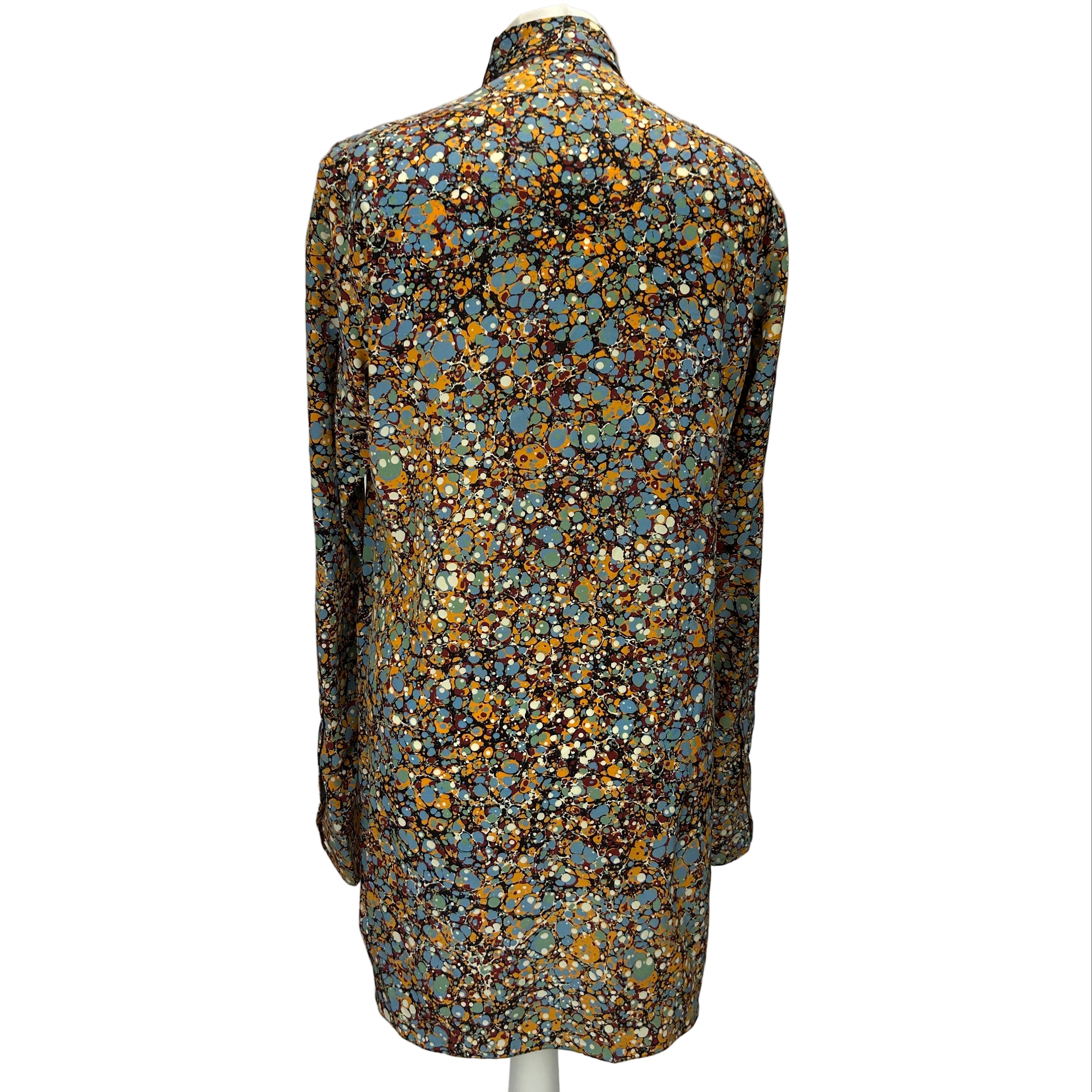 Victoria Beckham Ink Drop Print Silk Shirt M