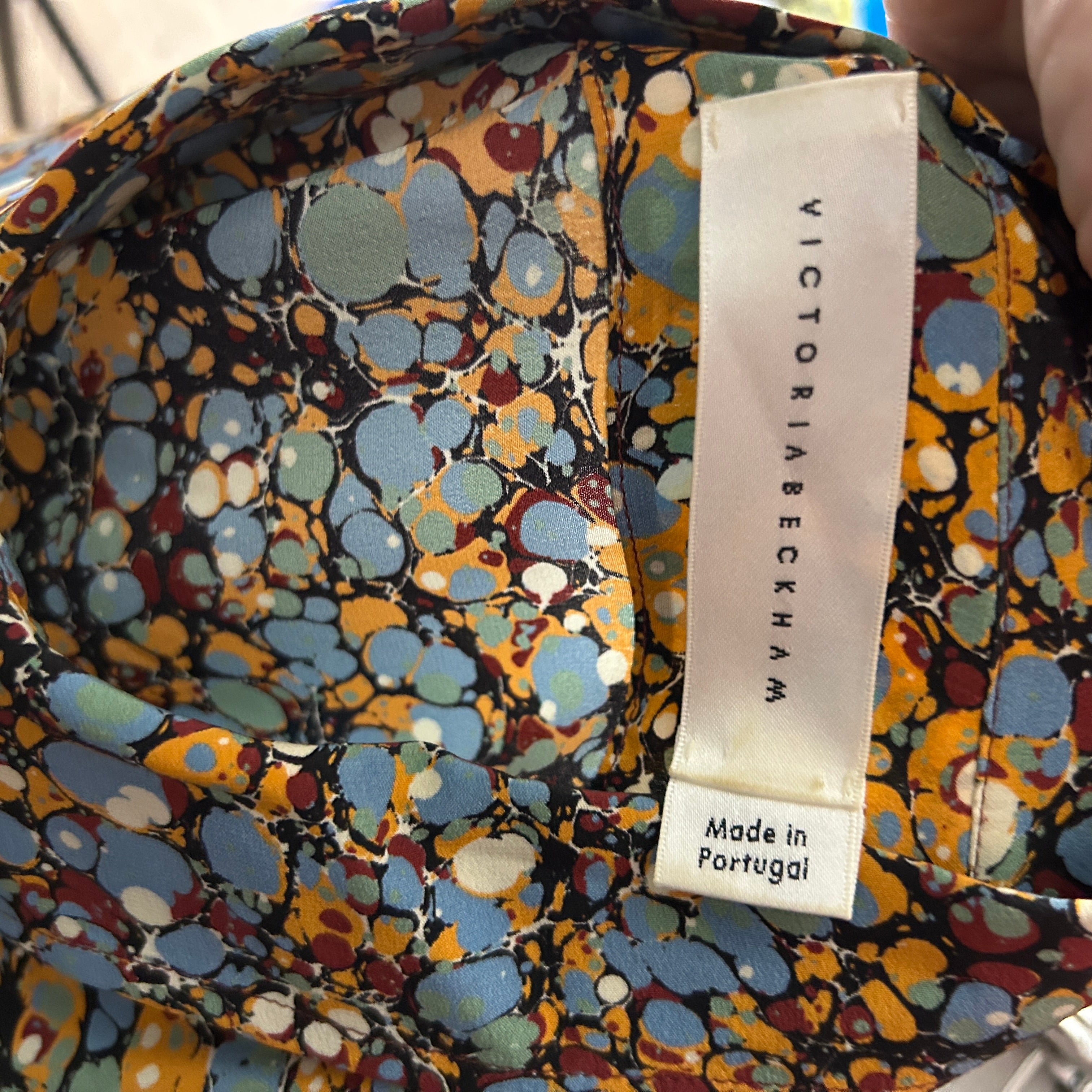 Victoria Beckham Ink Drop Print Silk Shirt M