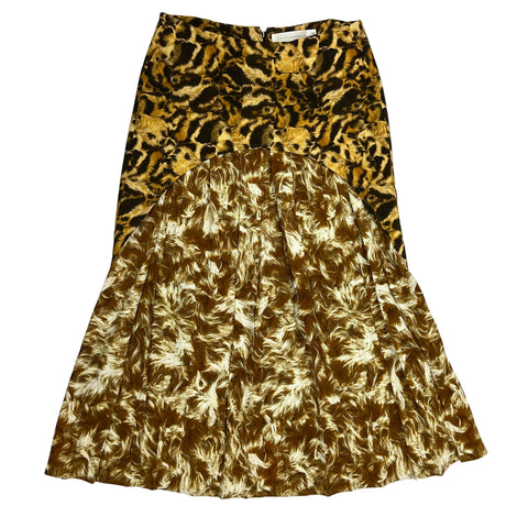 Victoria Beckham New £2235 Leopardprint Pleat Crepe Skirt M