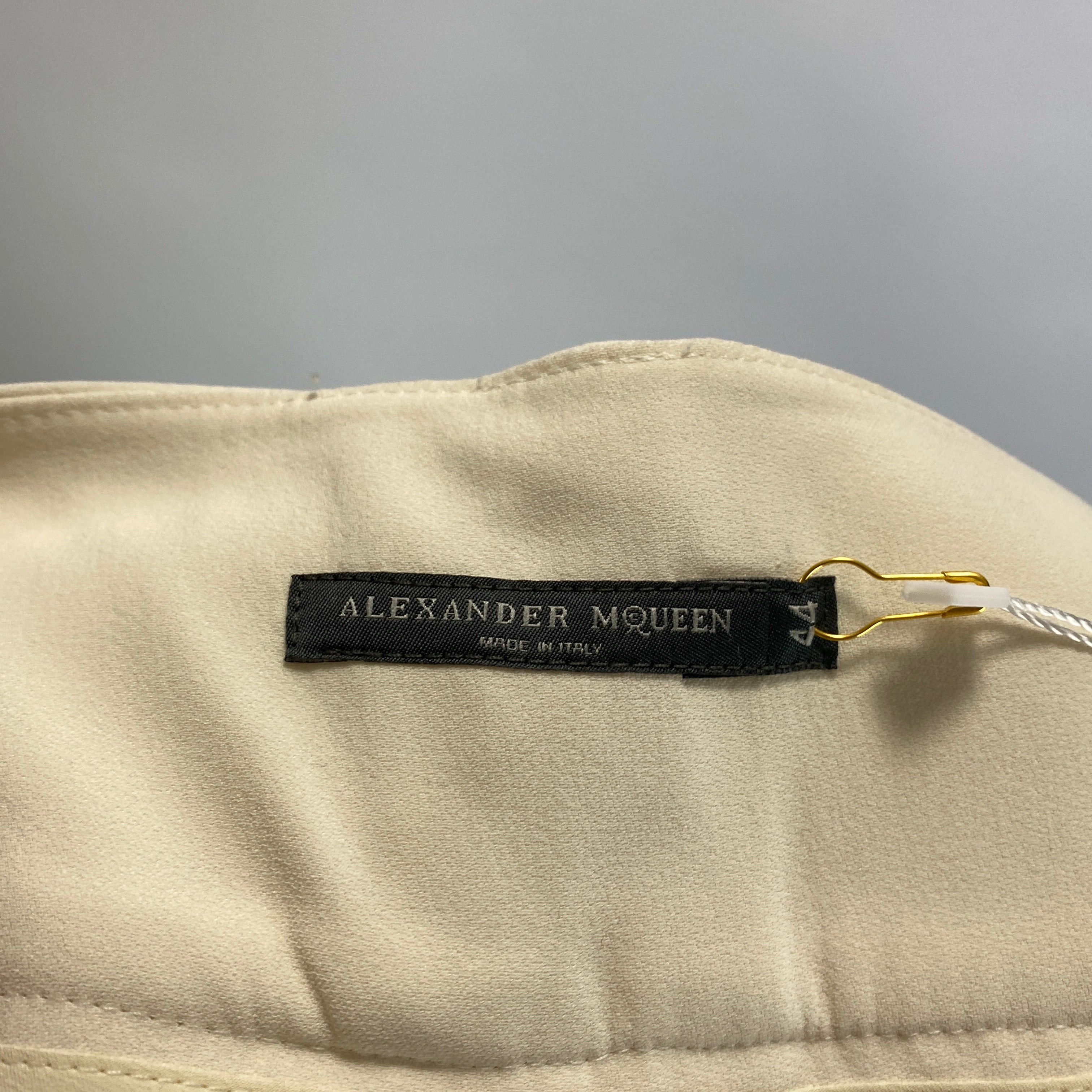 Alexander McQueen Cream Crepe Sailor Trousers M