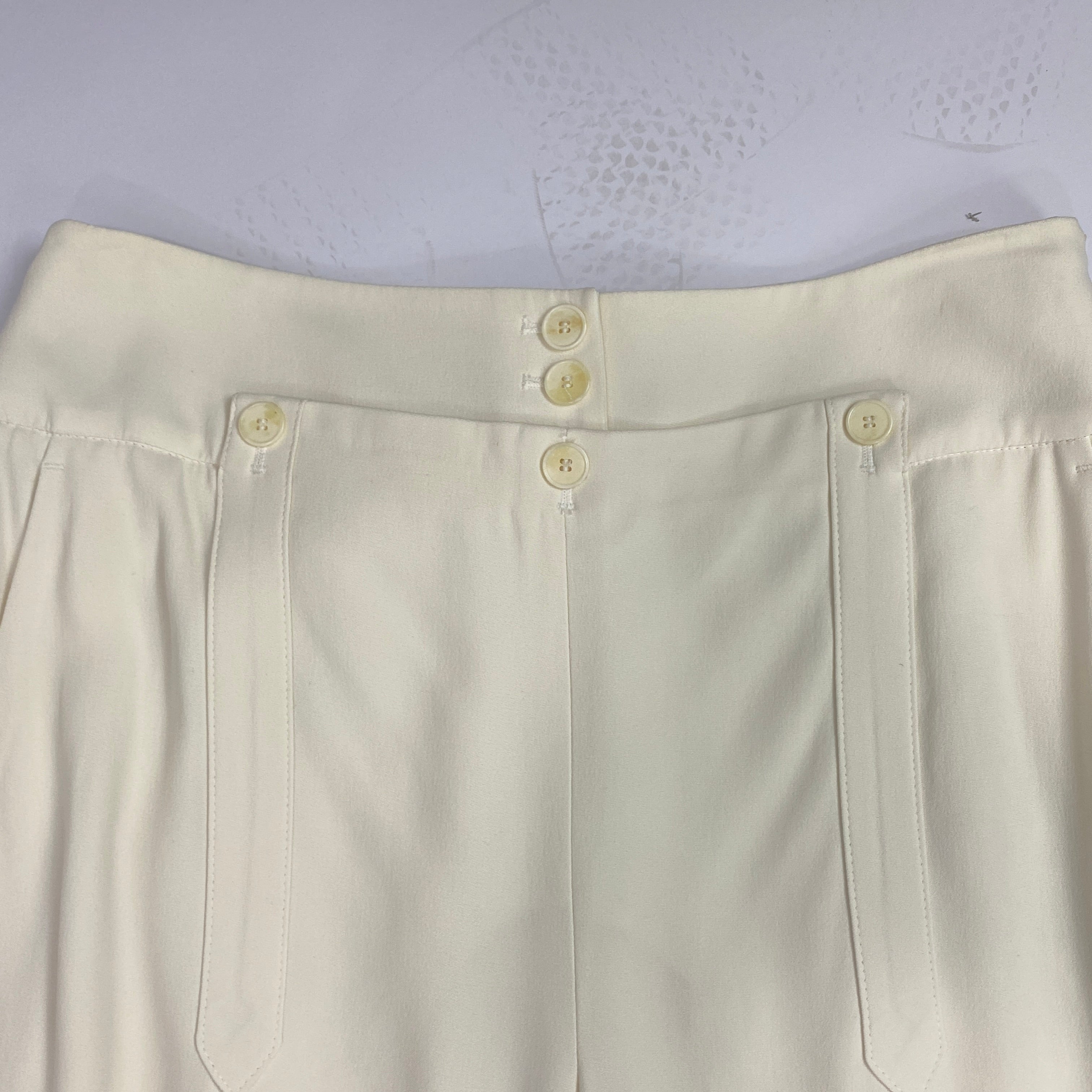 Alexander McQueen Cream Crepe Sailor Trousers M