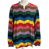 Boden £125 Rainbow Wave Print Silky Blouse L