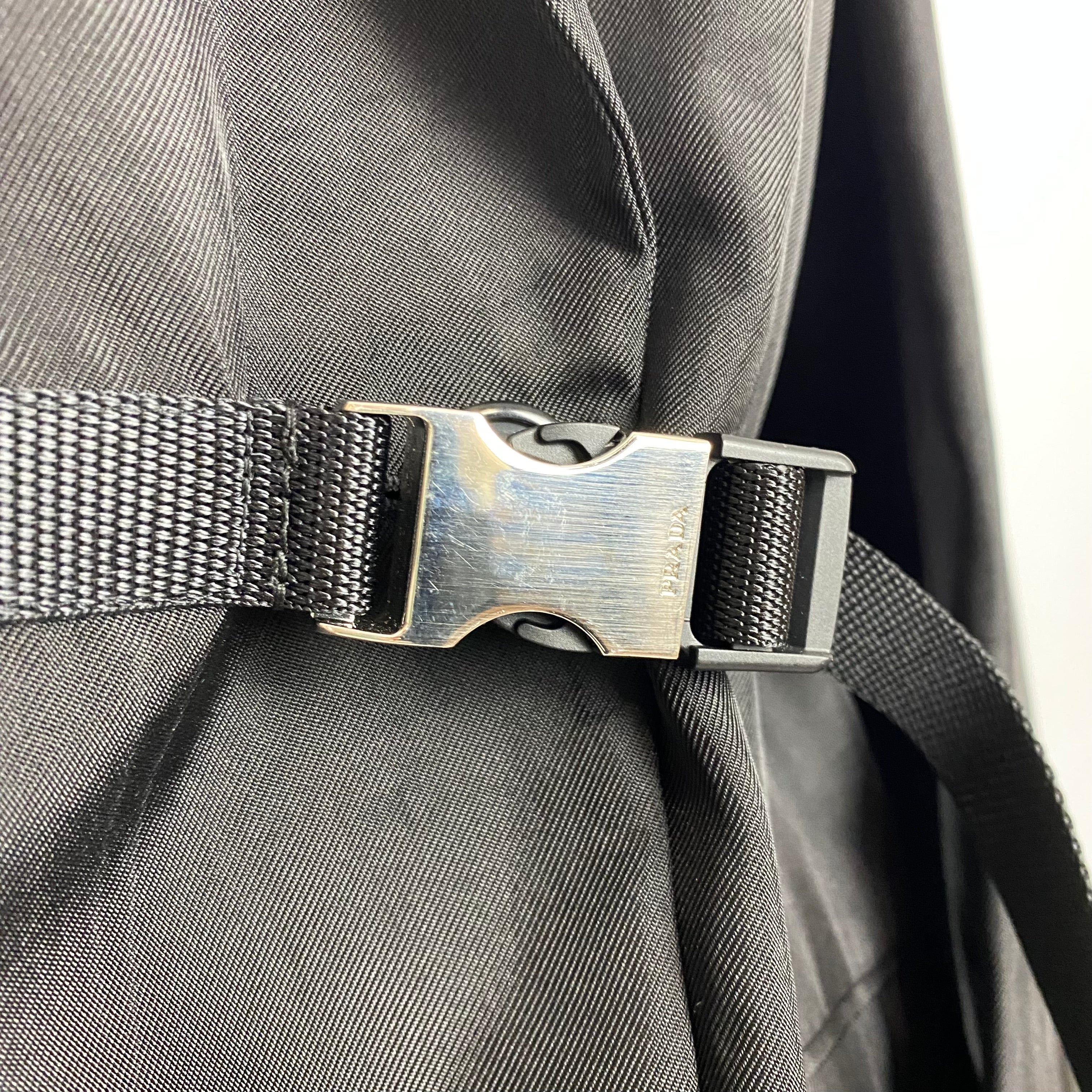 Prada Black Sporty Nylon Jacket with Clip Belt XS