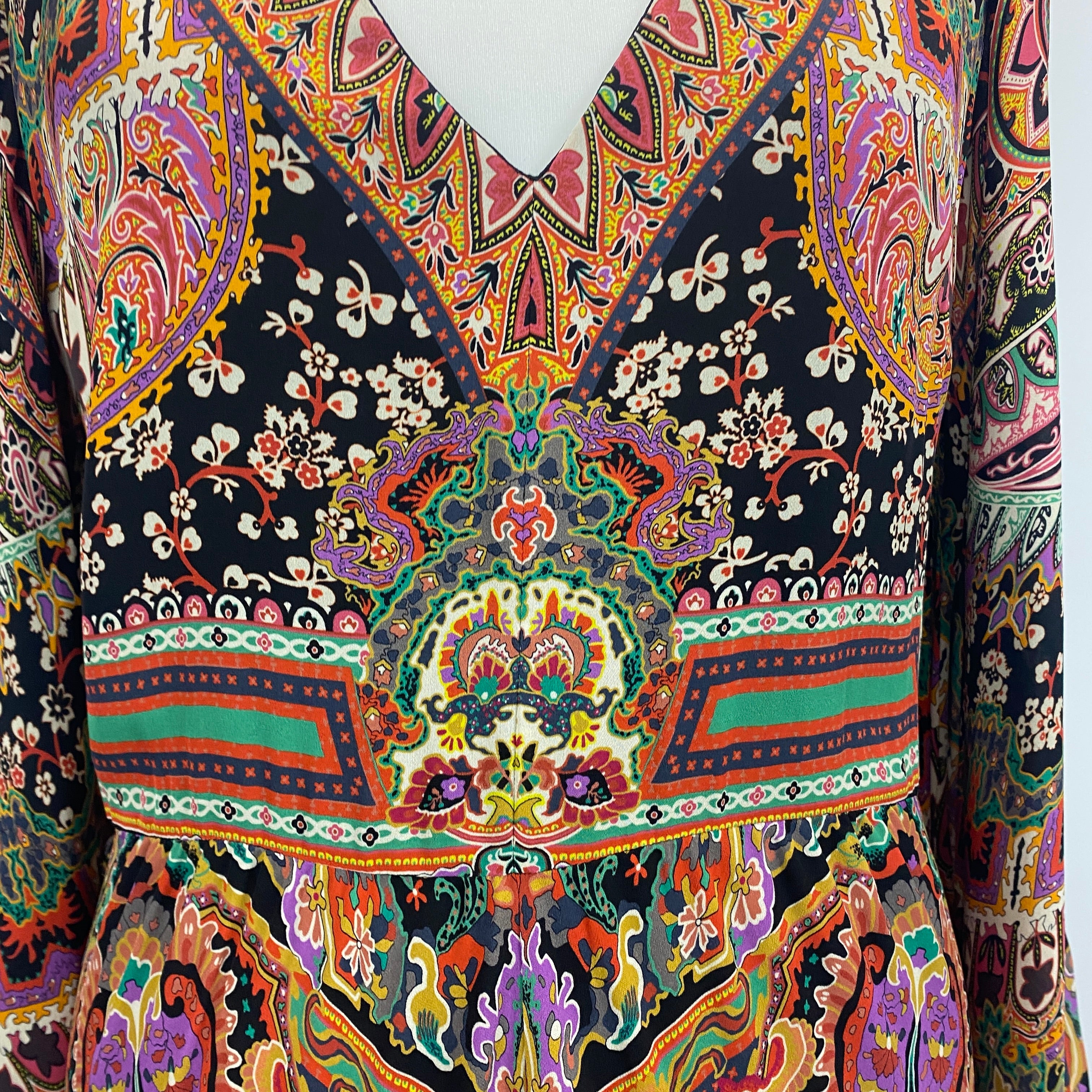 Etro New £2880 Multi Paisley Print Silk Maxi Dress L