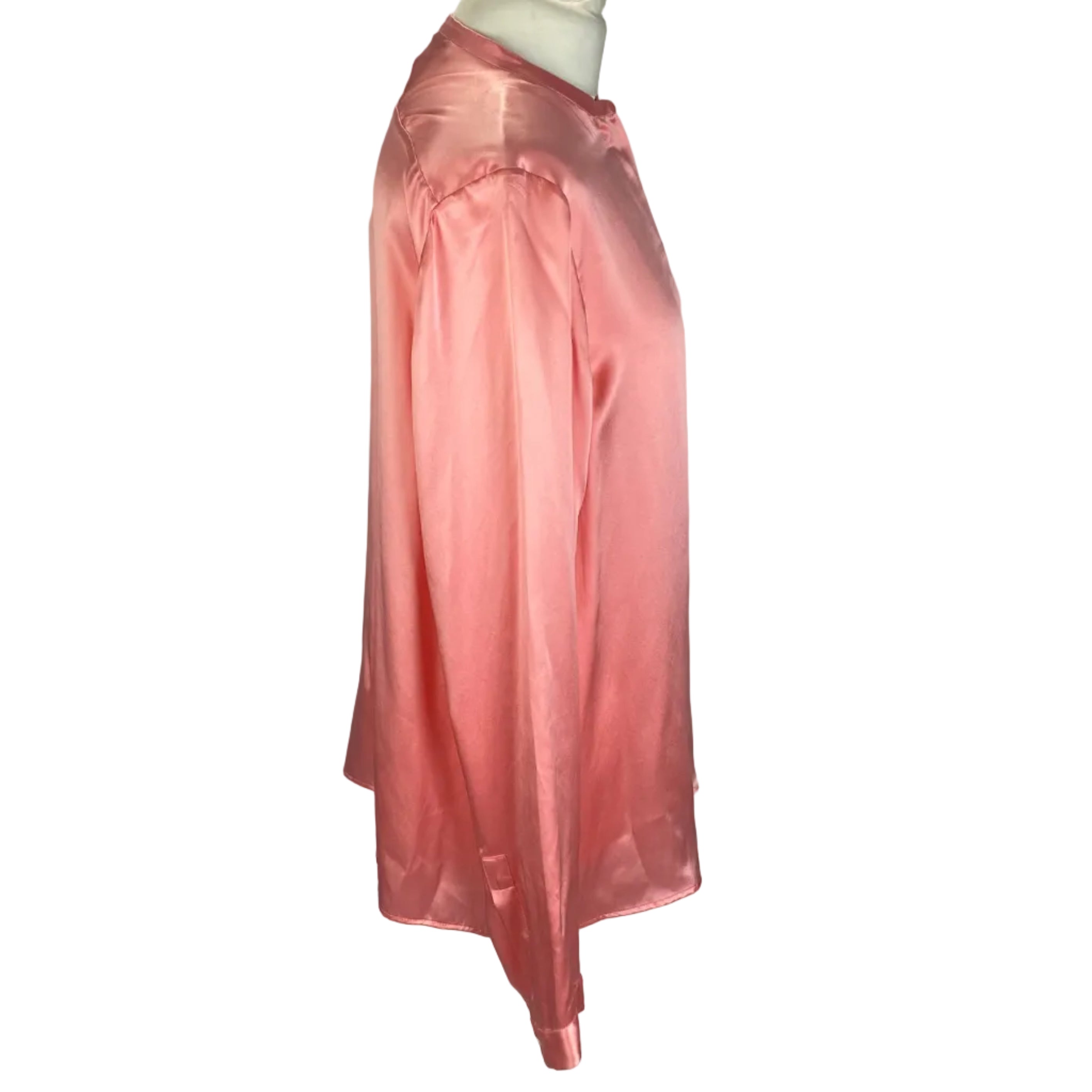 Haider Ackerman Pink Silk Satin Collarless Shirt L