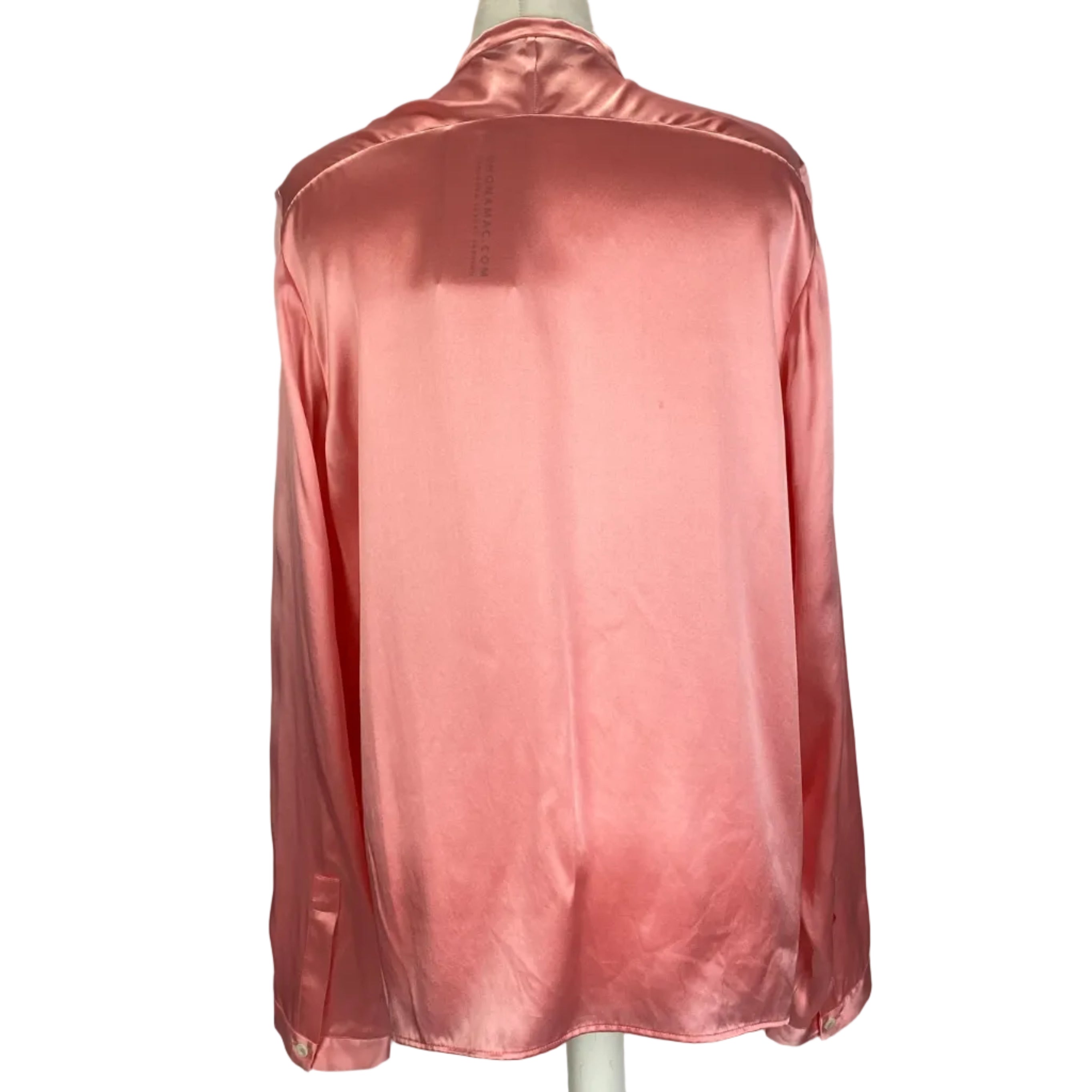 Haider Ackerman Pink Silk Satin Collarless Shirt L