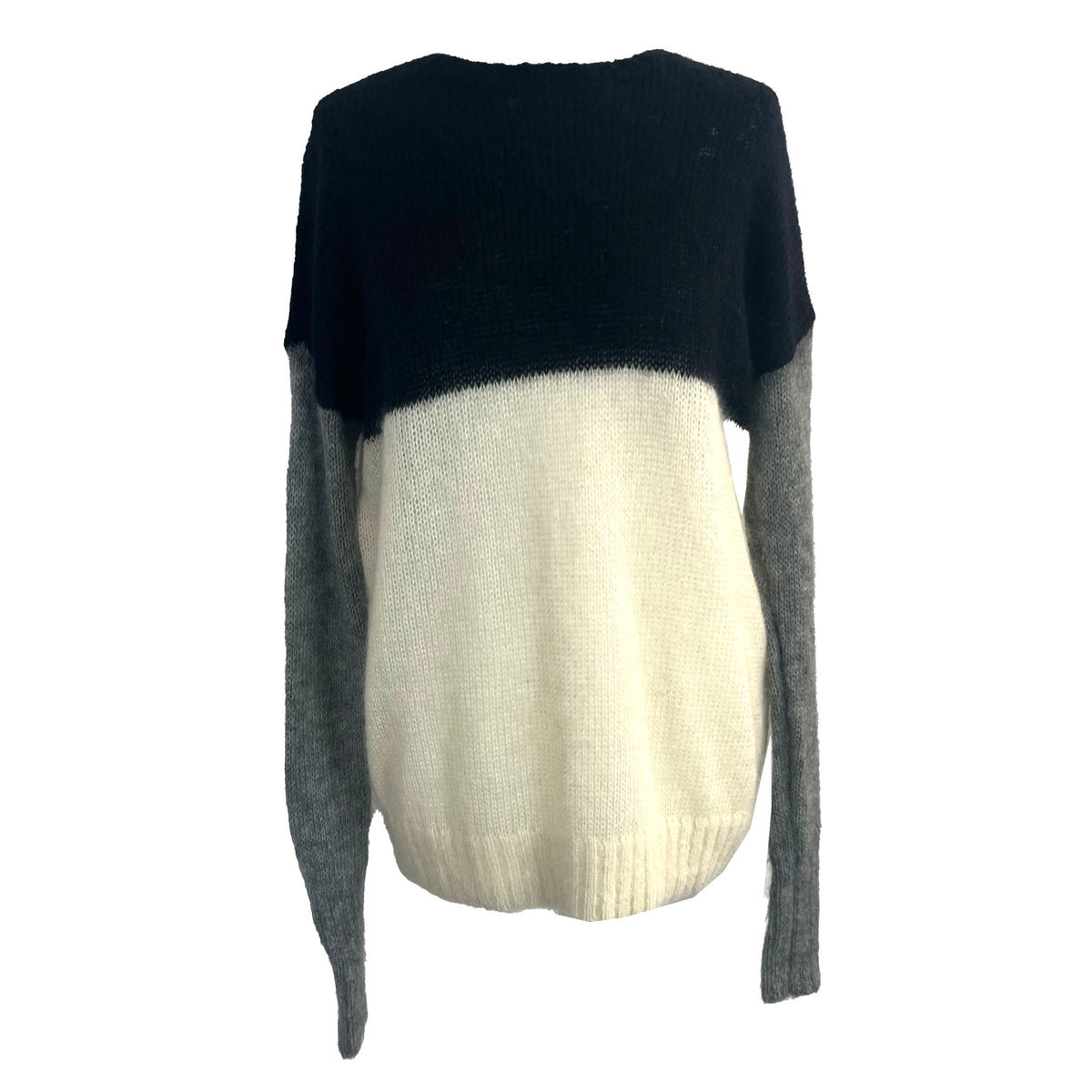 Joseph Black Ivory & Grey Colourblock Mohair Sweater M