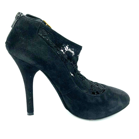 Dolce & Gabbana Black Suede & Lace Heels 38