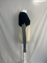 Joseph Black Ivory & Grey Colourblock Mohair Sweater M