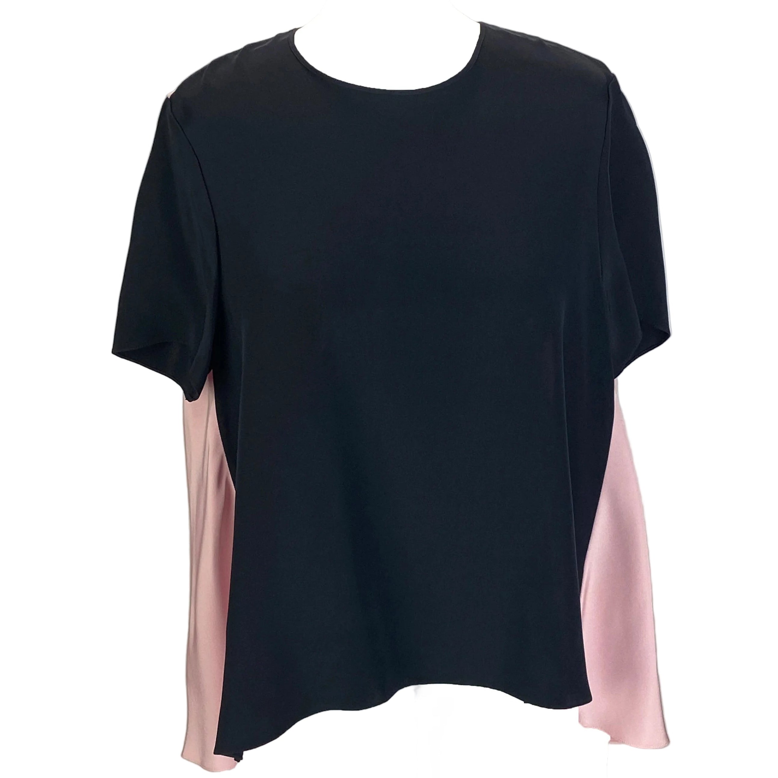 Roksanda Navy & Pink Silk Colourblock A-Line Top M