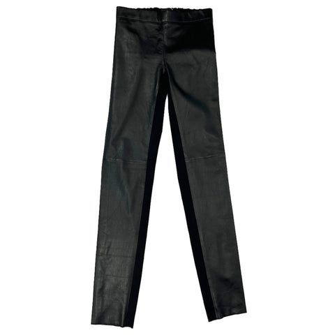 Joseph Black Stretch-Leather & Cotton Leggings L