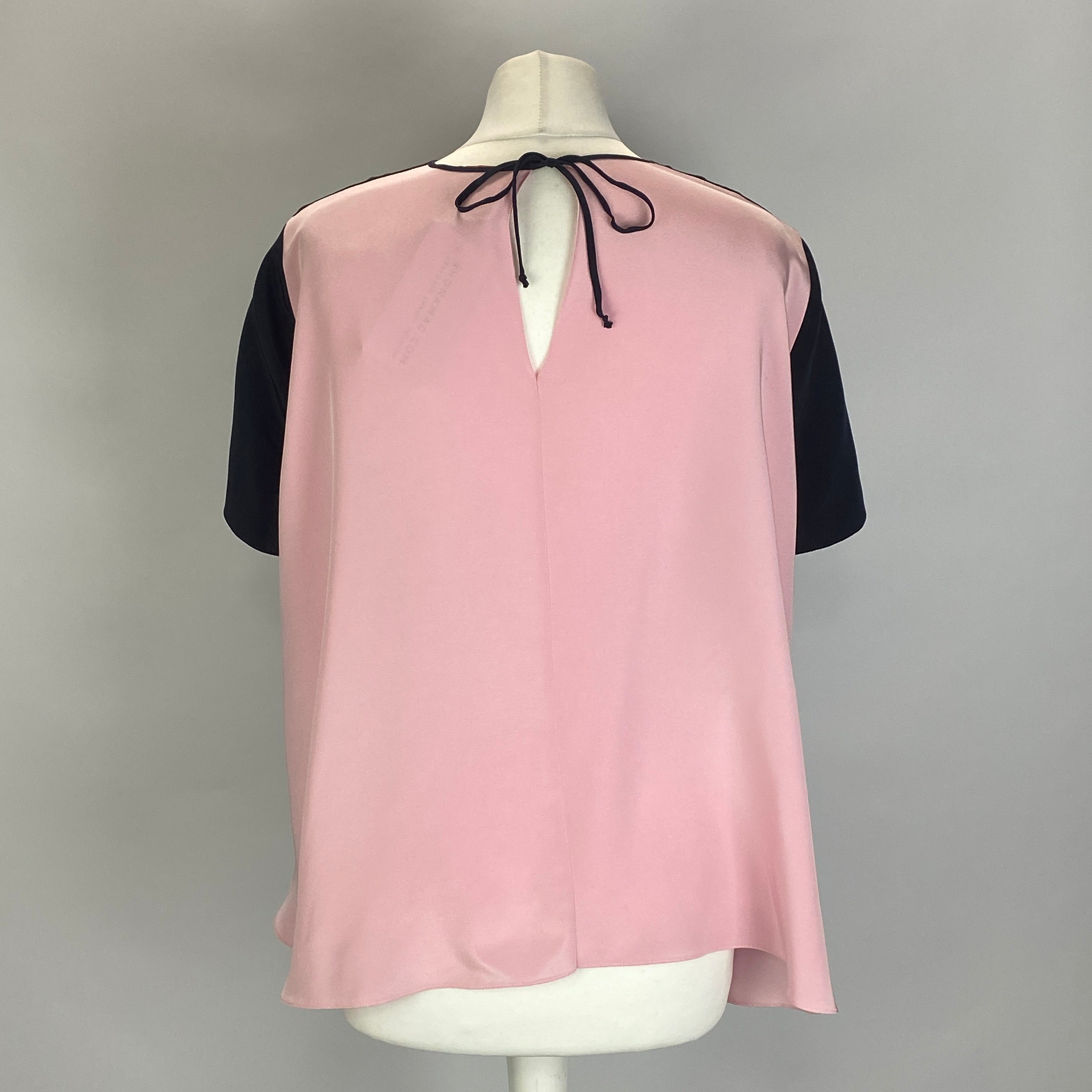 Roksanda Navy & Pink Silk Colourblock A-Line Top M
