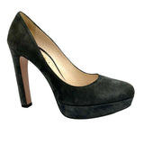 Prada Dove Grey Suede Platform Heels 38