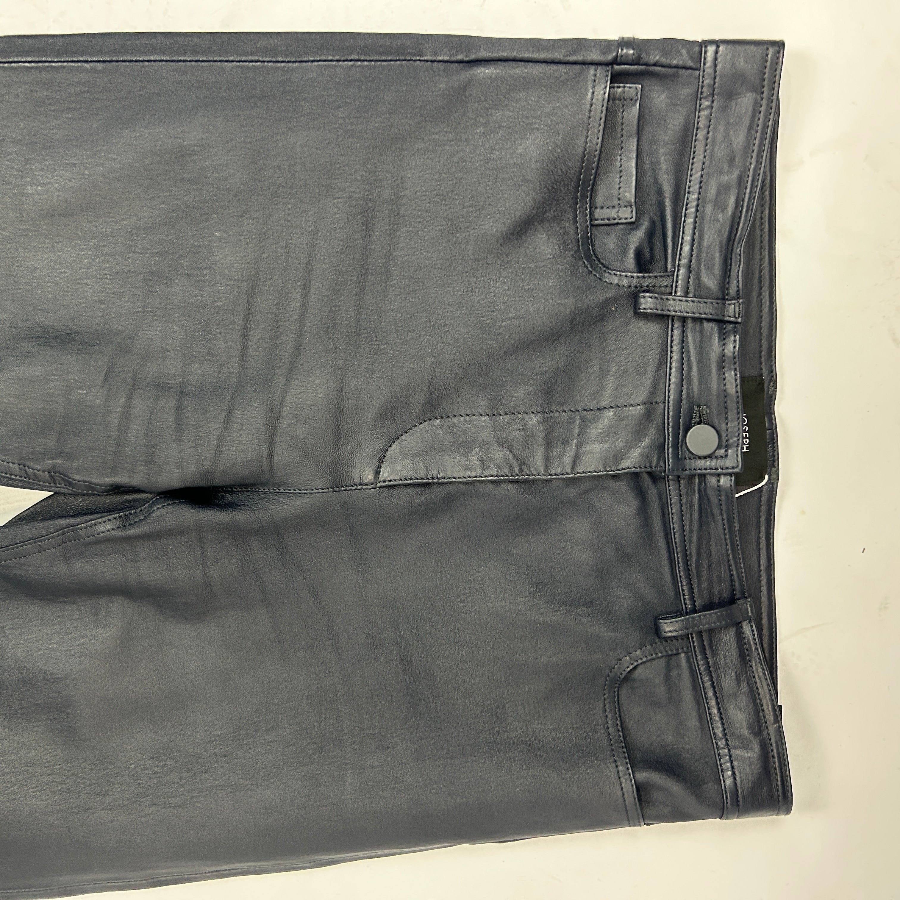 Joseph £1025 Navy Stretch-Leather Teddy Trousers L