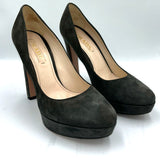 Prada Dove Grey Suede Platform Heels 38