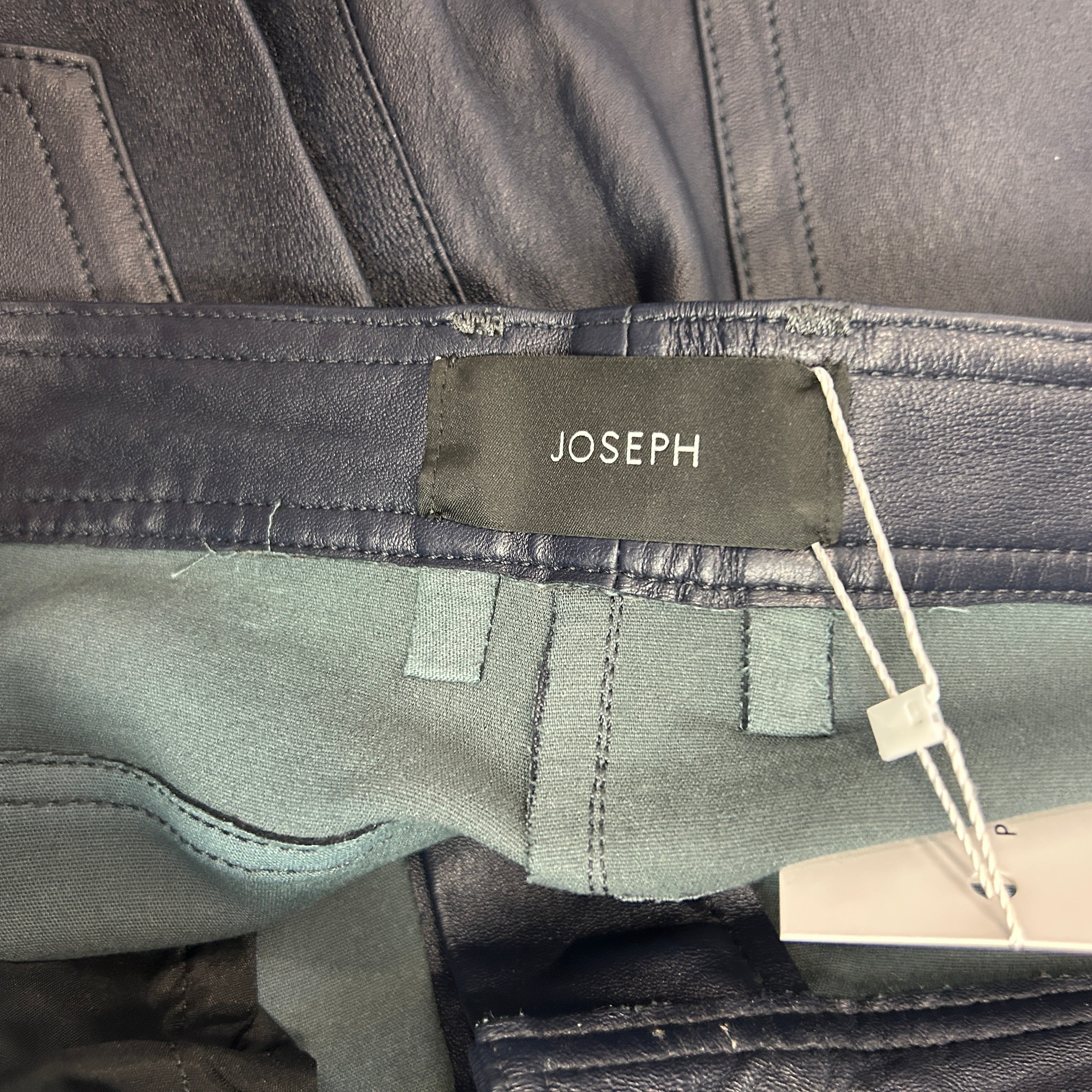 Joseph £1025 Navy Stretch-Leather Teddy Trousers L