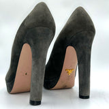 Prada Dove Grey Suede Platform Heels 38