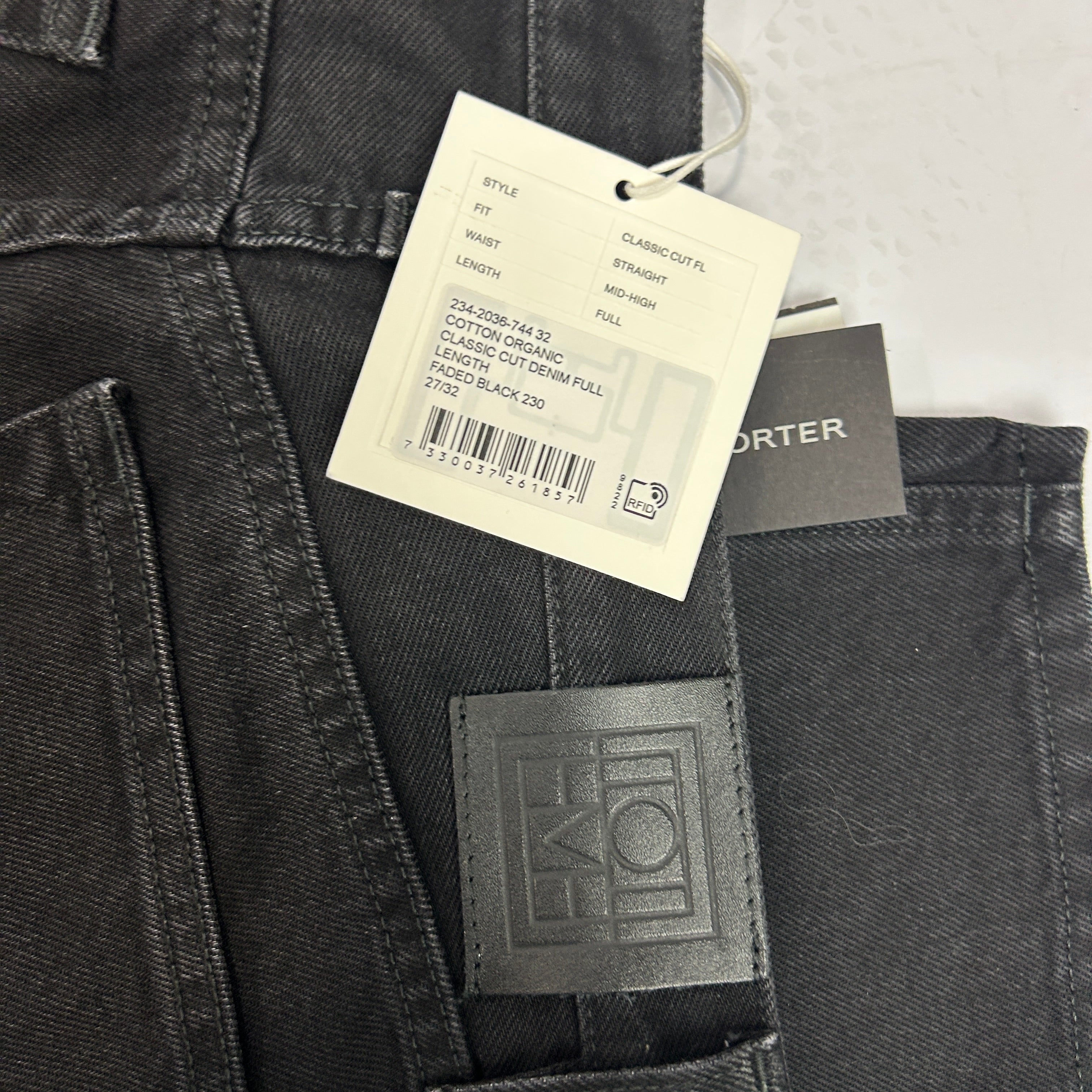 Toteme New £330 Black Denim Classic Cut Jeans 27/32