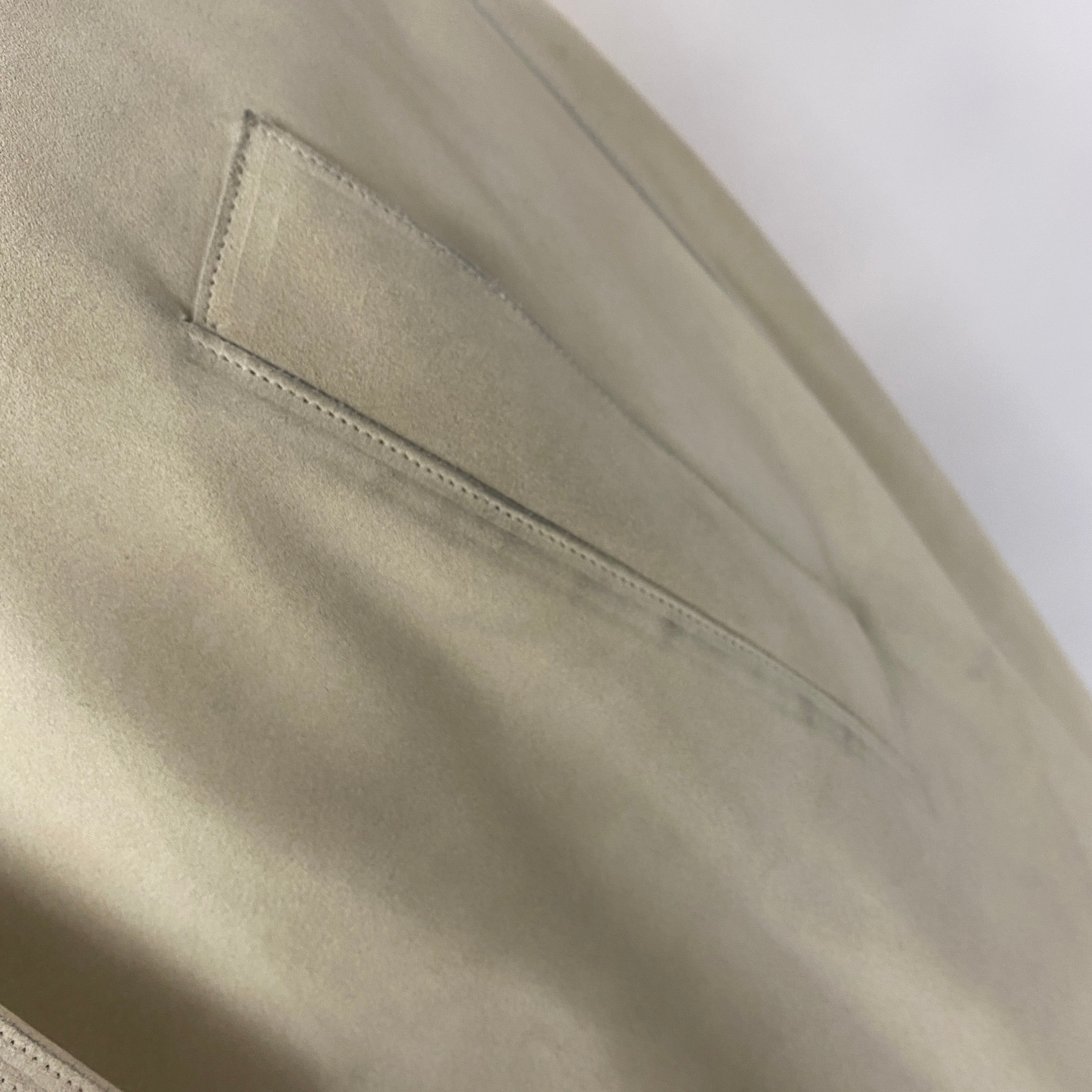 Yves Saint Laurent Cream Navy & Aqua Suede Trench Coat S