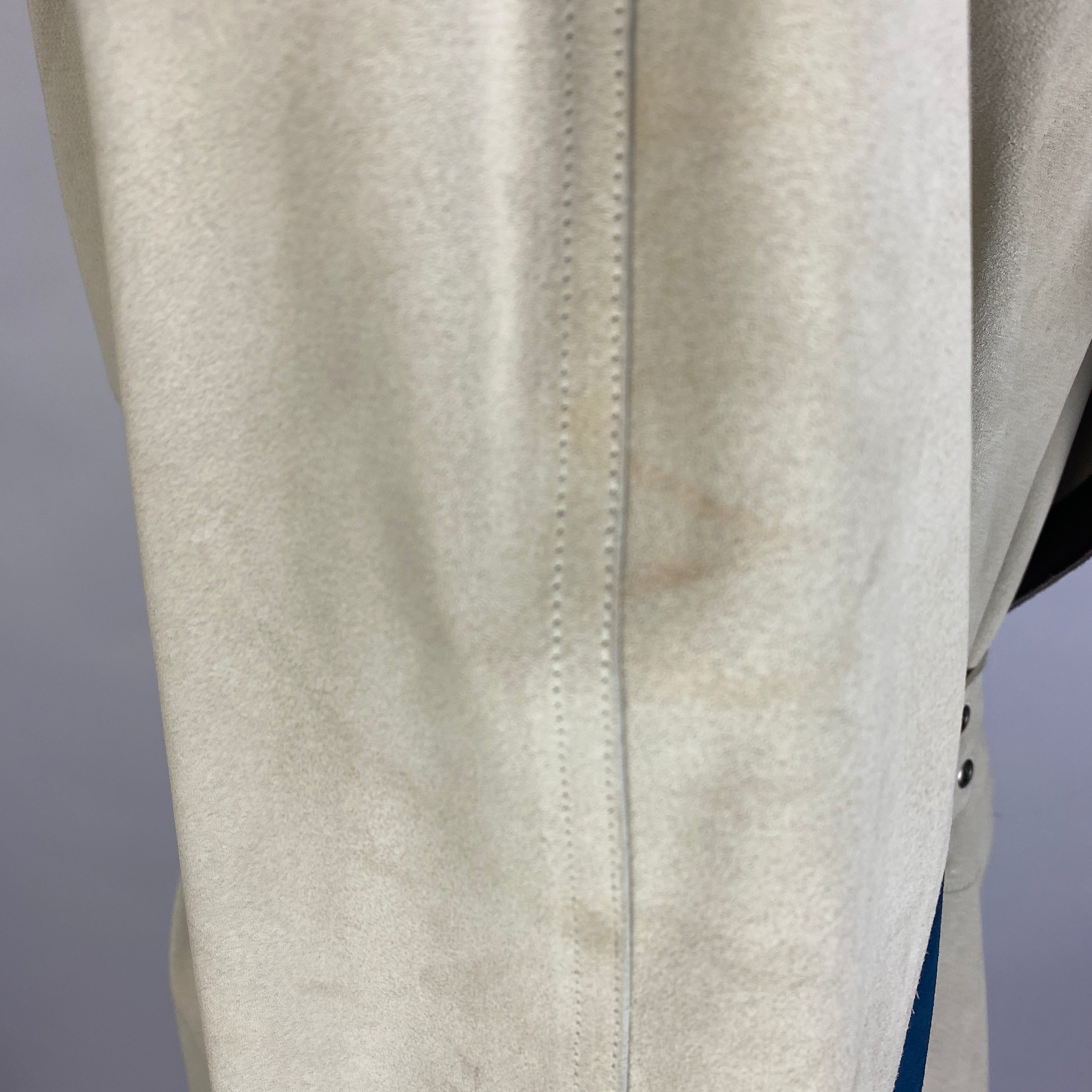 Yves Saint Laurent Cream Navy & Aqua Suede Trench Coat S