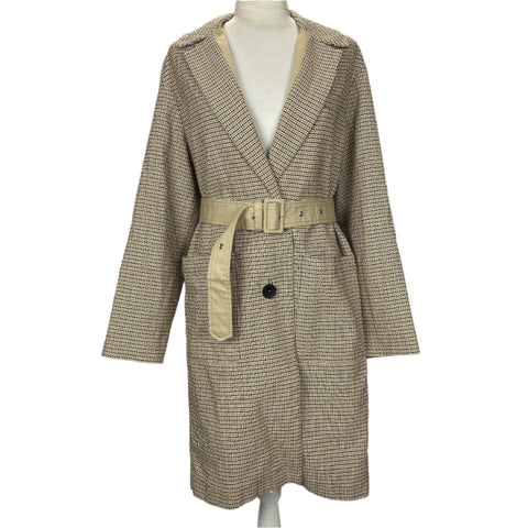 Vanessa Bruno Cream Mustard & Black Check Cotton Coat S