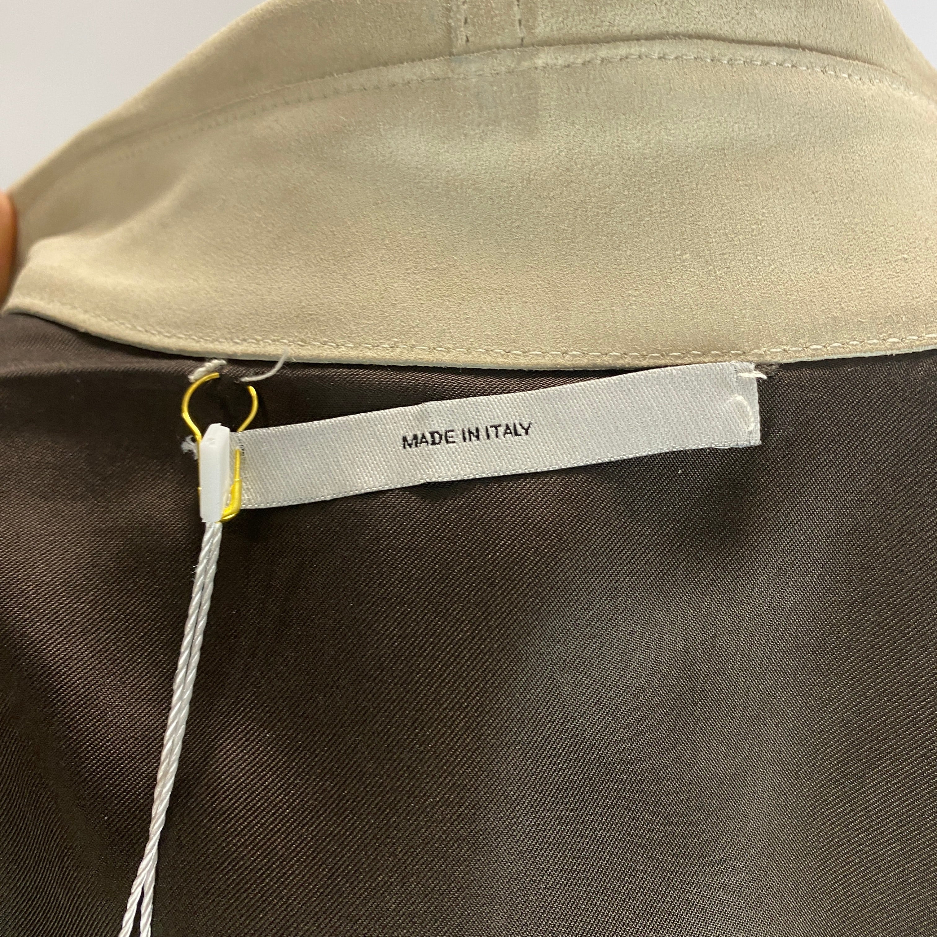 Yves Saint Laurent Cream Navy & Aqua Suede Trench Coat S