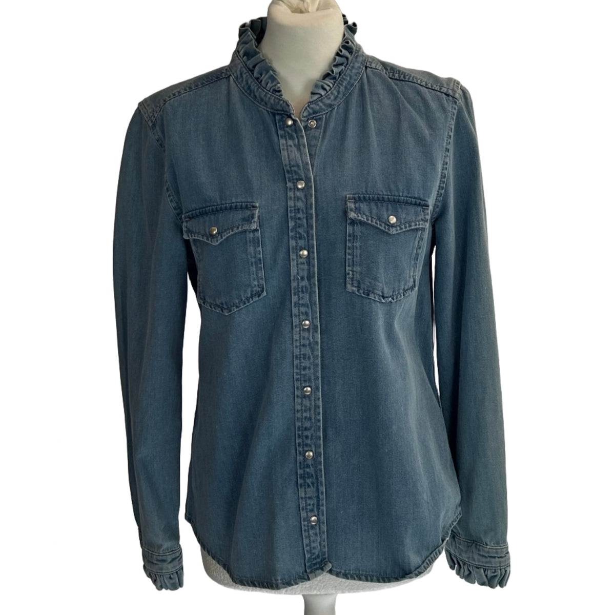 Claudie Pierlot Pale Denim Piecrust Shirt M