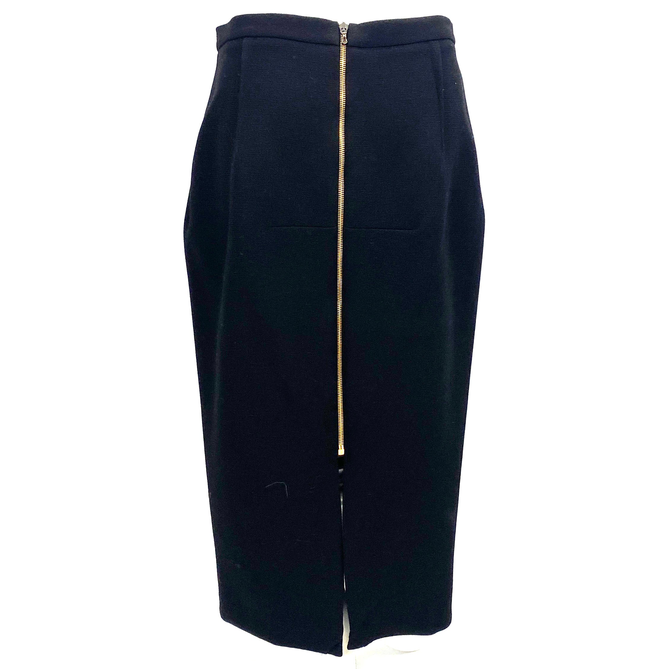 Roland Mouret Black Wool Crepe Midi Skirt XL