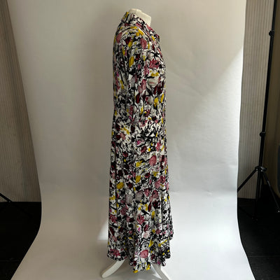 Erdem Multi Floral Print Collared Maxi Dress XL