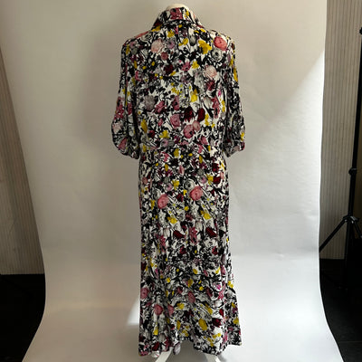 Erdem Multi Floral Print Collared Maxi Dress XL