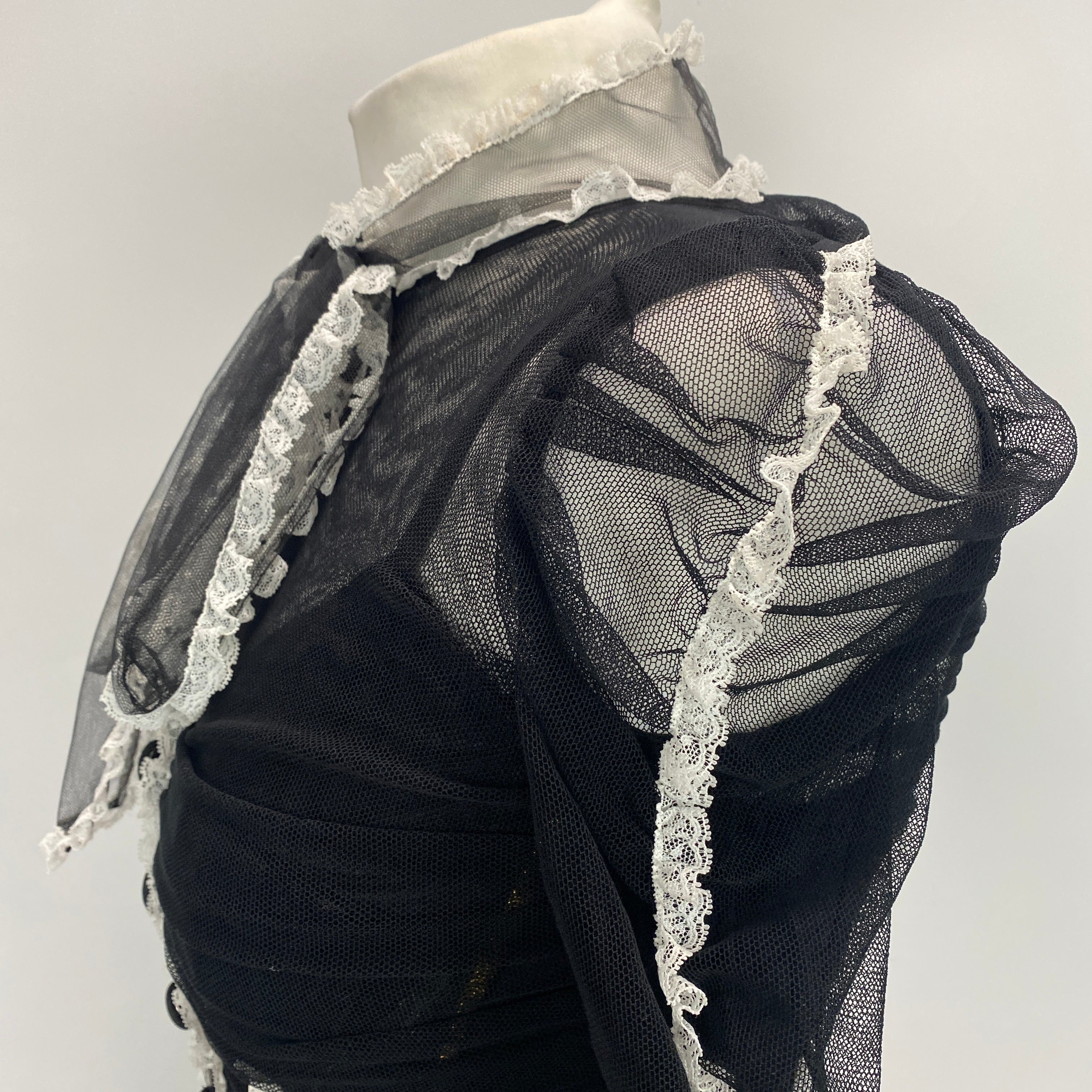 Dolce & Gabbana Black Tulle & Lace Corset Pencil Dress XS