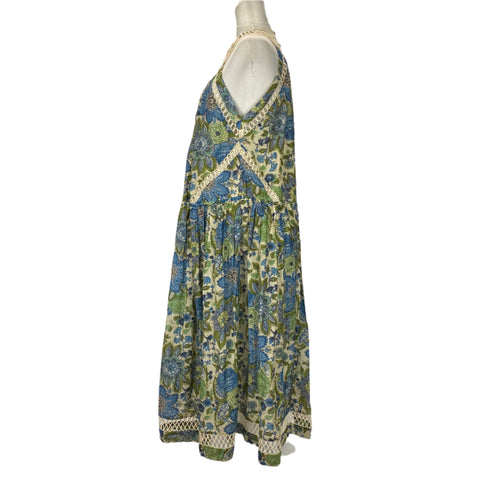 Zimmermann Green & Blue Floral Cotton & Silk Maxi Dress S