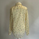 Saint Laurent £895 Deep Cream Star Print Wool Gauze Shirt XXS/XS/S/M