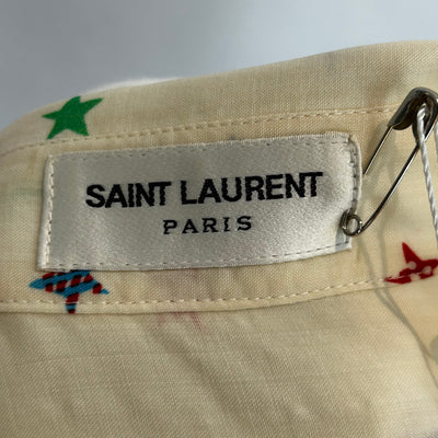 Saint Laurent £895 Deep Cream Star Print Wool Gauze Shirt XXS/XS/S/M