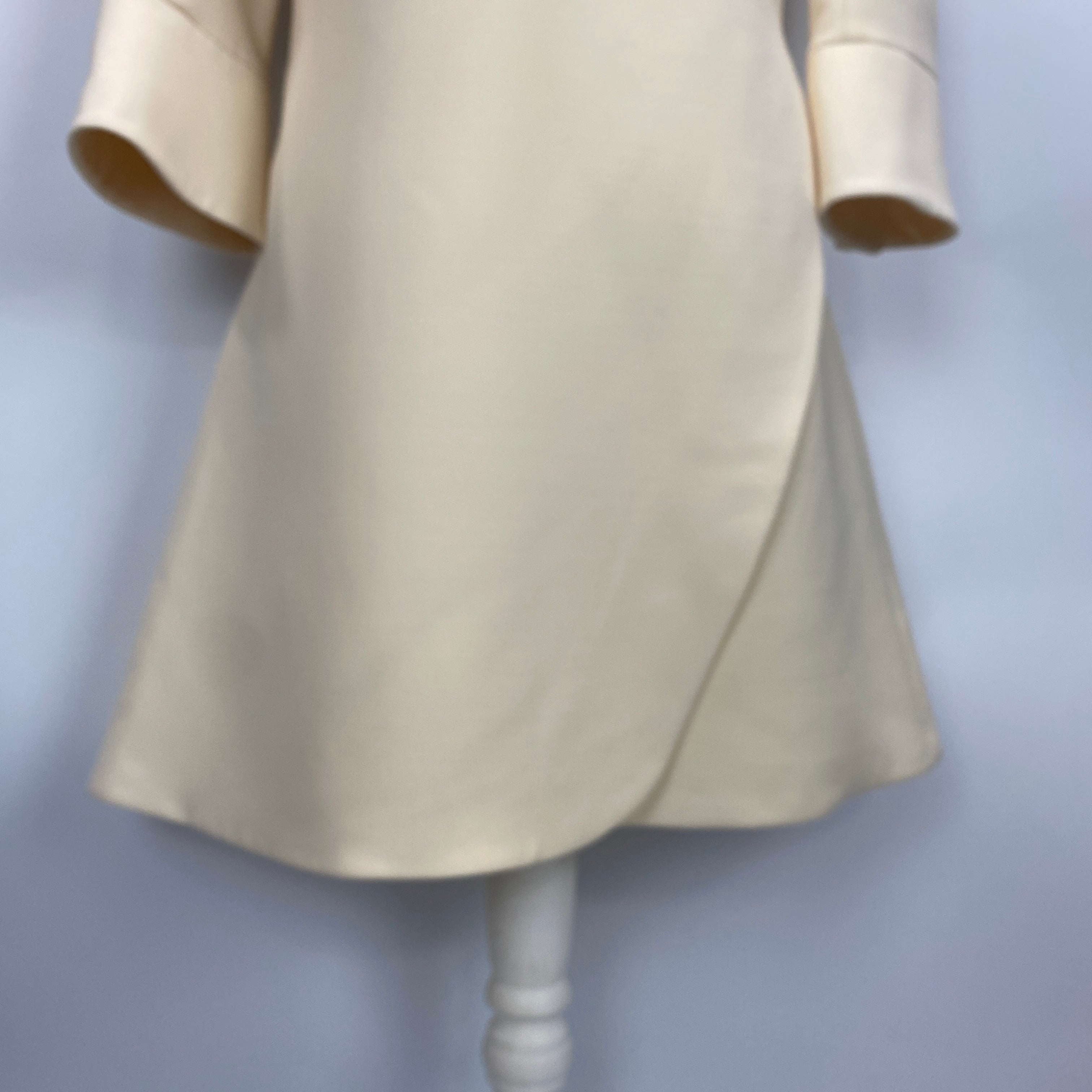 Christian Dior Cream Wool & Silk Mini Dress with Twilly Bow Tie XS
