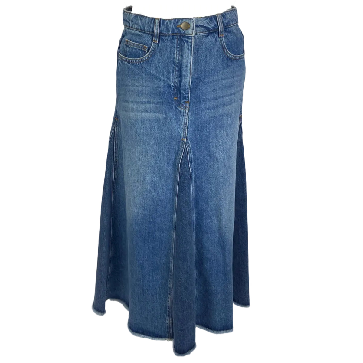 Me&Em New £165 Denim Insert Midi Skirt S