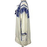 Isabel Marant Etoile Ivory & Blue Embroidered Muslin Tunic Dress M