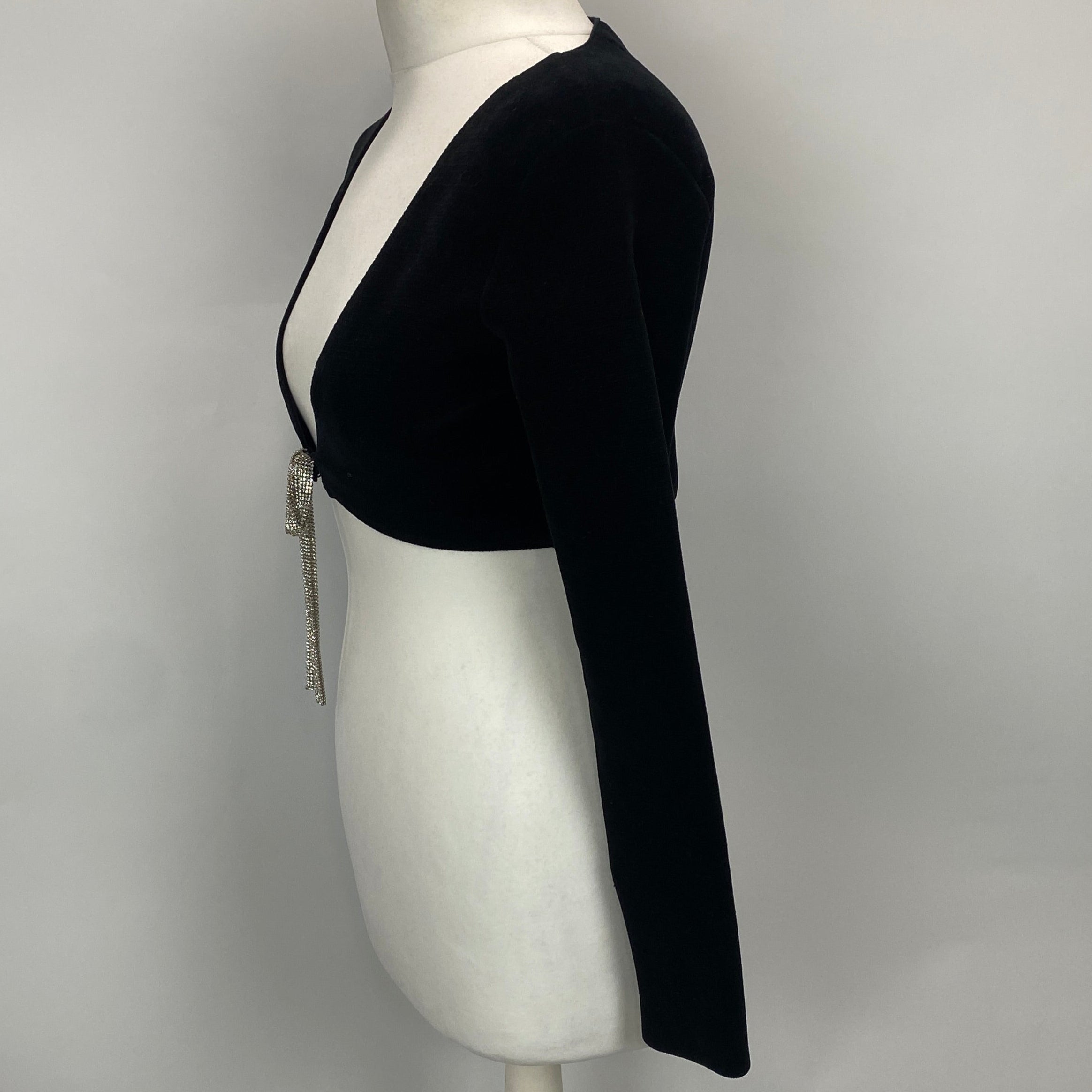 Alexander Wang $595 Black Velvet Cropped Cardigan S