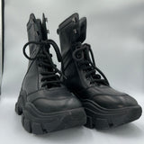 Prada £885 Black Leather Combat Boots 38