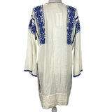 Isabel Marant Etoile Ivory & Blue Embroidered Muslin Tunic Dress M