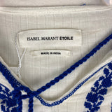 Isabel Marant Etoile Ivory & Blue Embroidered Muslin Tunic Dress M