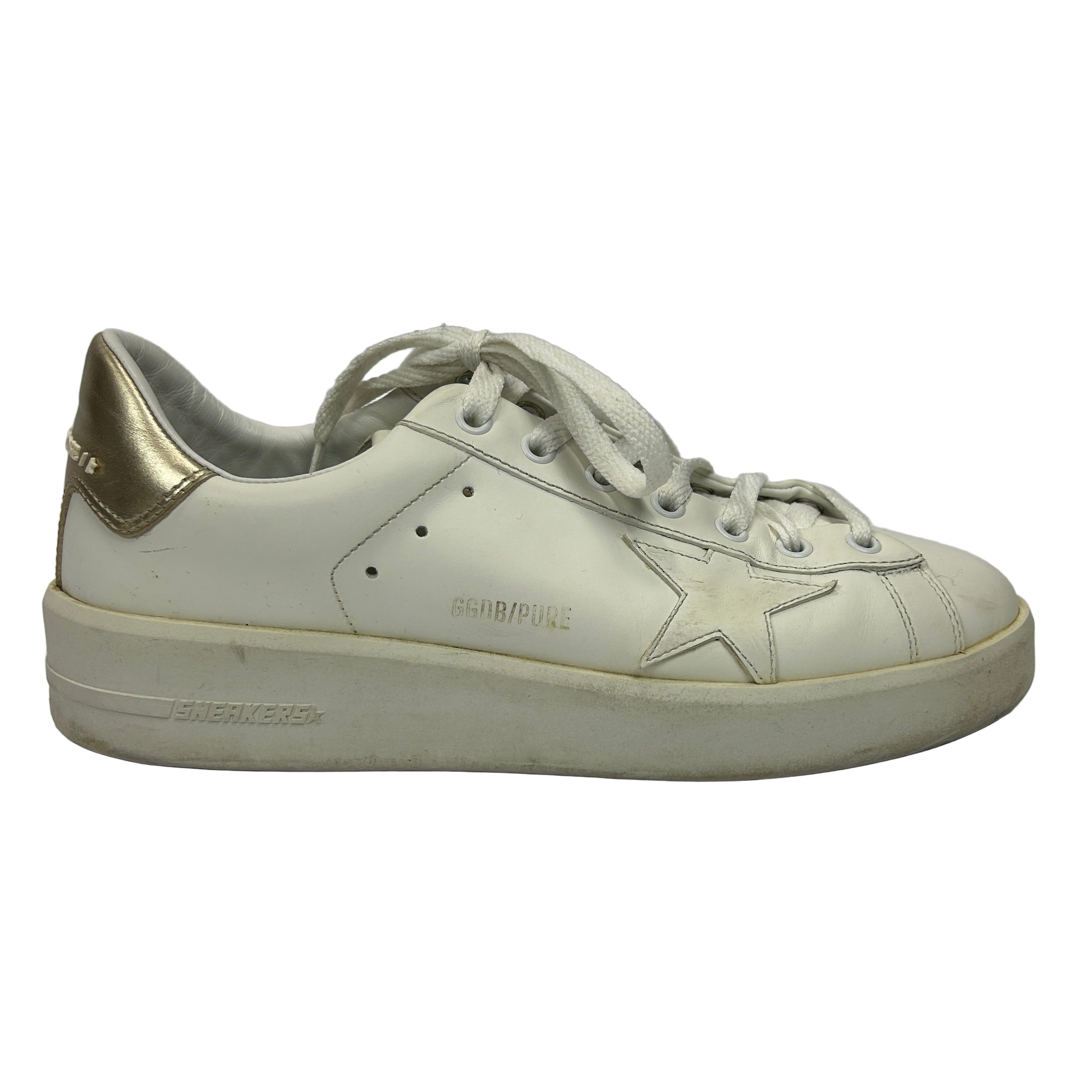 Golden Goose £319 White Leather Pure-Star Trainers 38